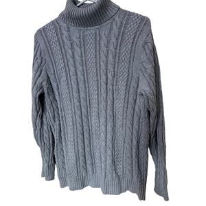 Jean Pierre Cable Knit Women’s Sweater Sz Large Blue Cotton Stretch